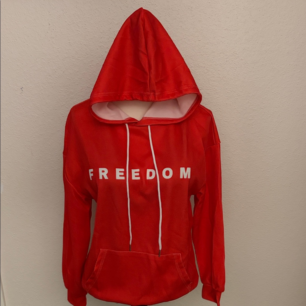 Vibrant Red Freedom Hoodie - Size S - Brand New! Comfy - Patriotic